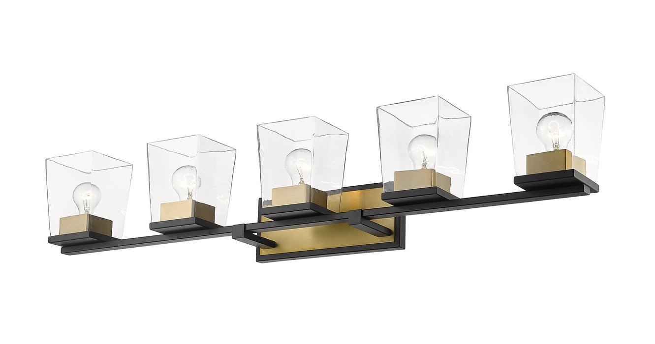 Z-Lite 475-5V-MB-OBR Five Light Vanity, Matte Black + Olde Brass