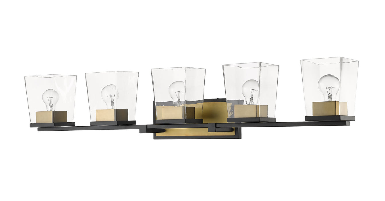 Z-Lite 475-5V-MB-OBR Five Light Vanity, Matte Black + Olde Brass