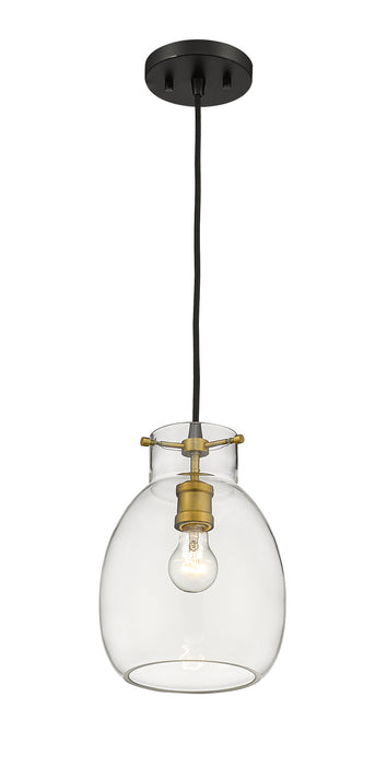 Z-Lite 476MP-MB-OBR One Light Pendant, Matte Black + Olde Brass