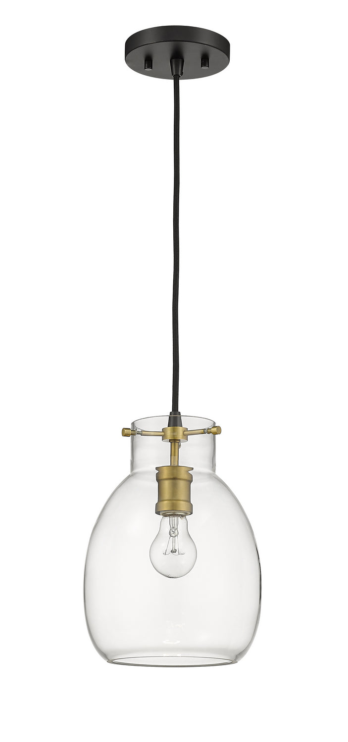 Z-Lite 476MP-MB-OBR One Light Pendant, Matte Black + Olde Brass