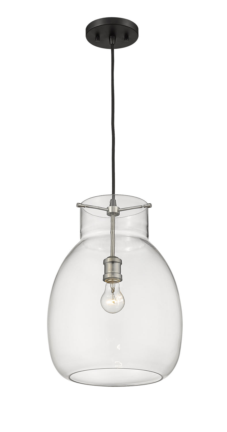 Z-Lite 476P-MB-BN One Light Pendant, Matte Black + Brushed Nickel