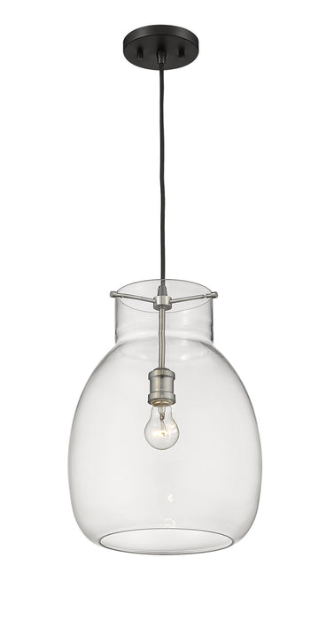 Z-Lite 476P-MB-BN One Light Pendant, Matte Black + Brushed Nickel