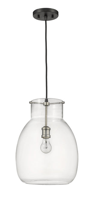 Z-Lite 476P-MB-BN One Light Pendant, Matte Black + Brushed Nickel