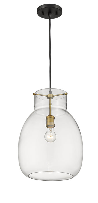 Z-Lite 476P-MB-OBR One Light Pendant, Matte Black + Olde Brass