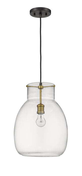Z-Lite 476P-MB-OBR One Light Pendant, Matte Black + Olde Brass