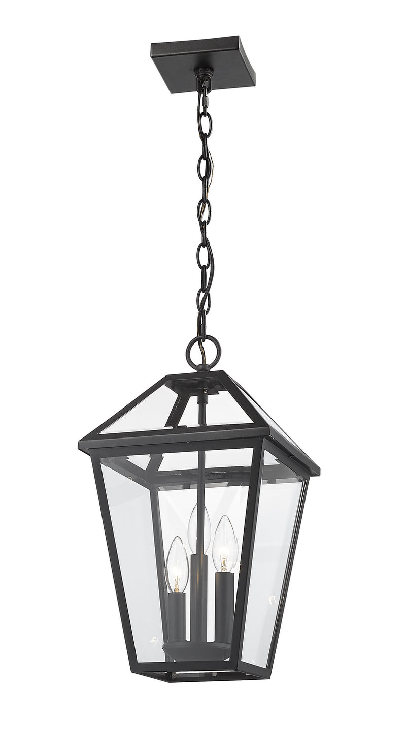 Z-Lite 579CHB-BK Three Light Outdoor Chain Mount Ceiling Fixture, Black