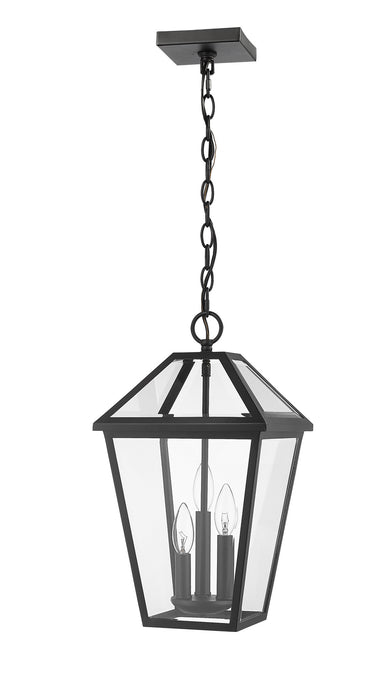 Z-Lite 579CHB-BK Three Light Outdoor Chain Mount Ceiling Fixture, Black