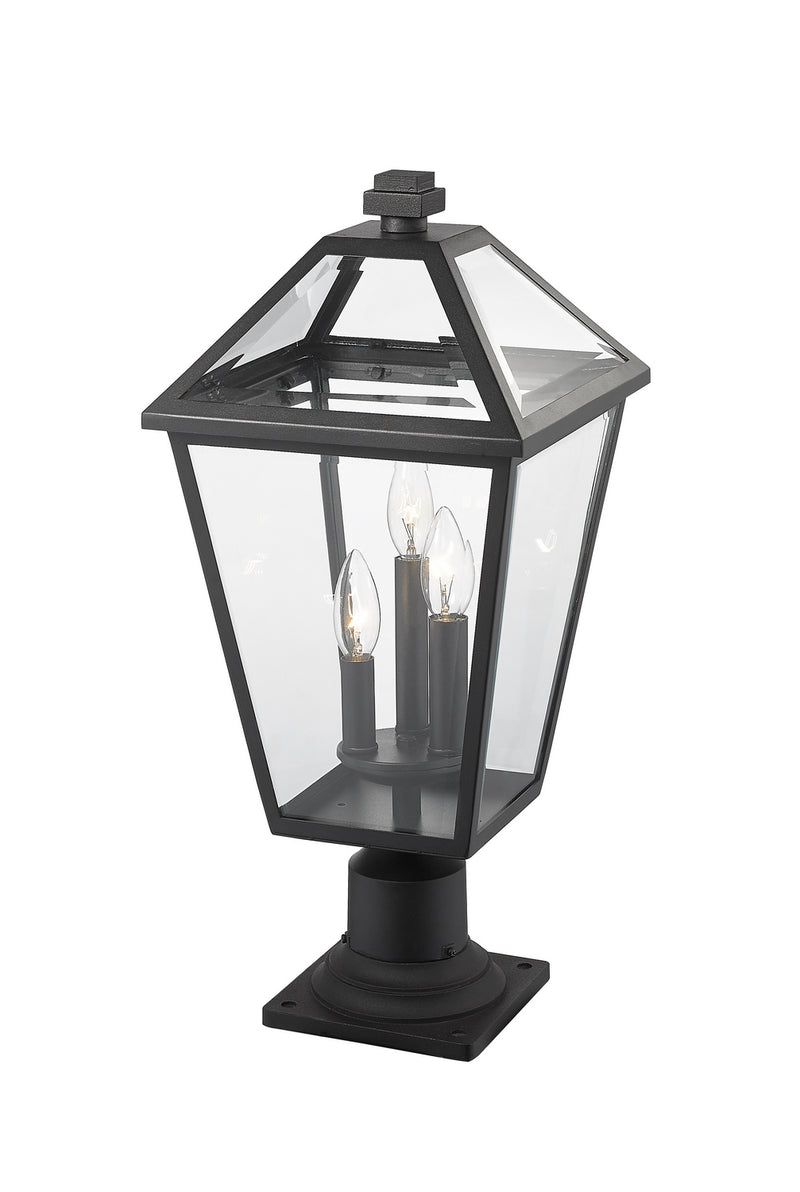 Z-Lite 579PHBR-533PM-BK Three Light Outdoor Pier Mounted Fixture, Black