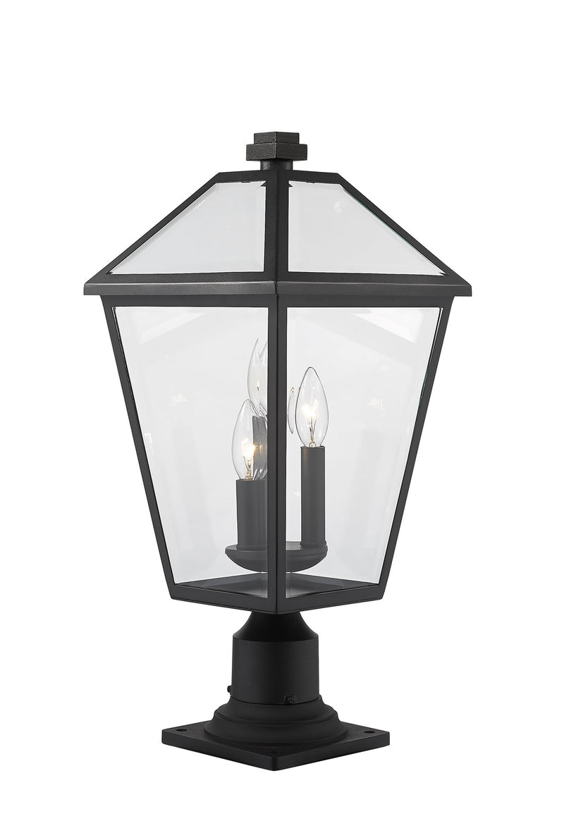 Z-Lite 579PHBR-533PM-BK Three Light Outdoor Pier Mounted Fixture, Black
