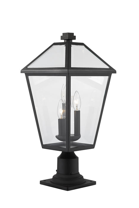 Z-Lite 579PHBR-533PM-BK Three Light Outdoor Pier Mounted Fixture, Black