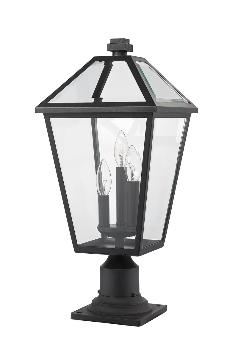 Z-Lite 579PHBR-533PM-BK Three Light Outdoor Pier Mounted Fixture, Black