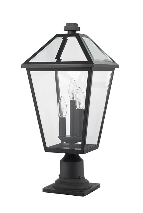 Z-Lite 579PHBR-533PM-BK Three Light Outdoor Pier Mounted Fixture, Black