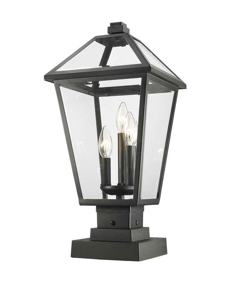 Z-Lite 579PHBS-SQPM-BK Three Light Outdoor Pier Mounted Fixture, Black