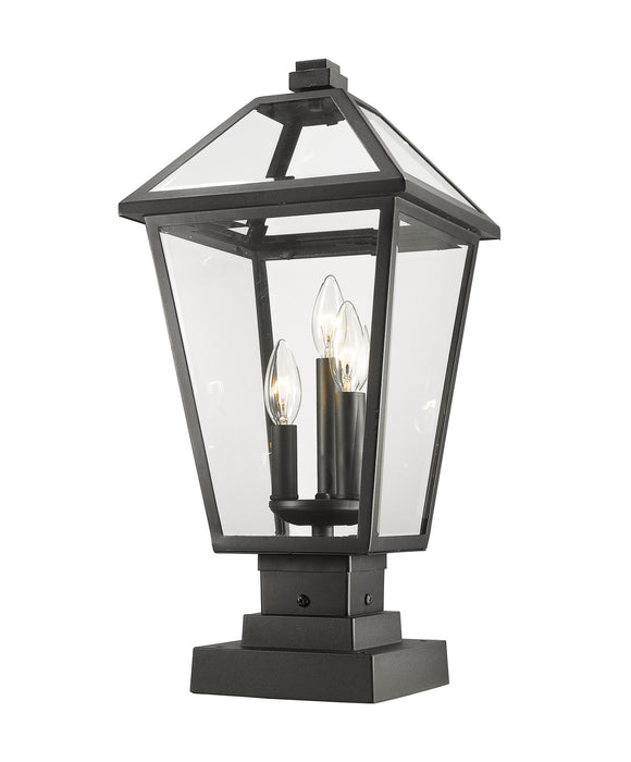 Z-Lite 579PHBS-SQPM-BK Three Light Outdoor Pier Mounted Fixture, Black