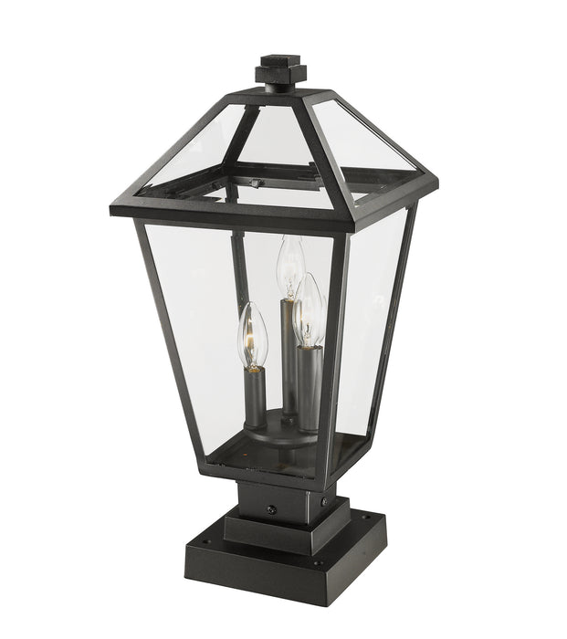 Z-Lite 579PHBS-SQPM-BK Three Light Outdoor Pier Mounted Fixture, Black