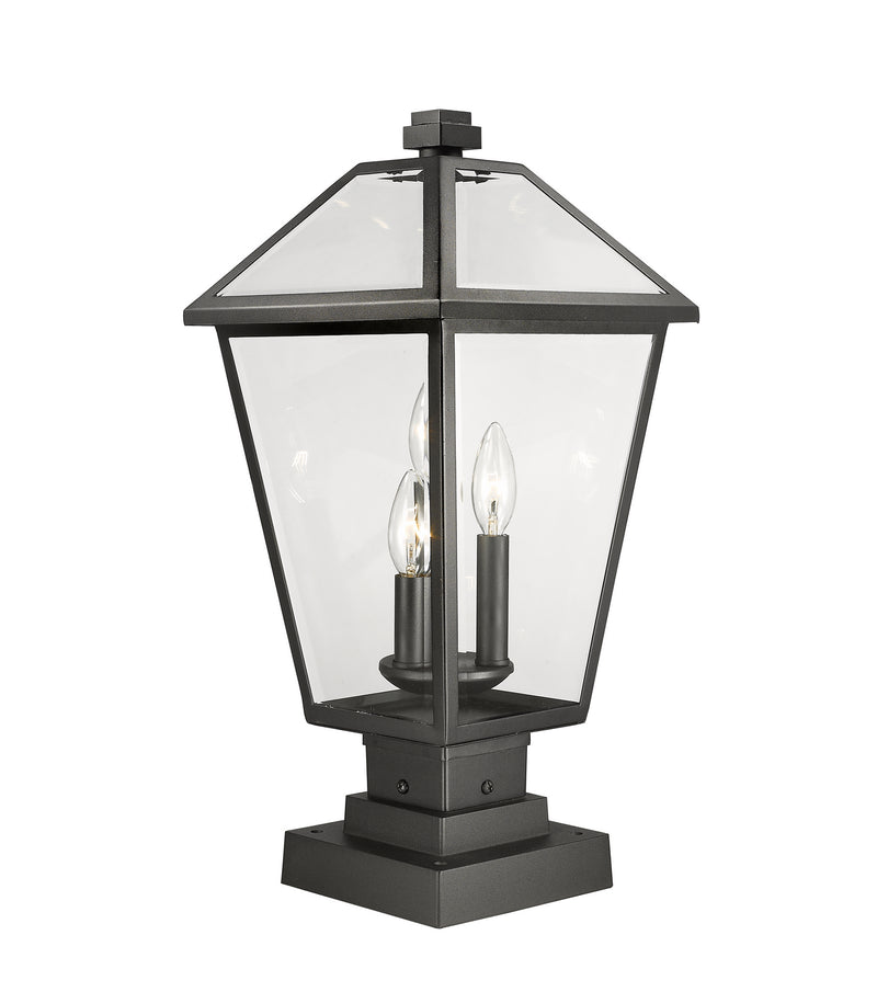 Z-Lite 579PHBS-SQPM-BK Three Light Outdoor Pier Mounted Fixture, Black