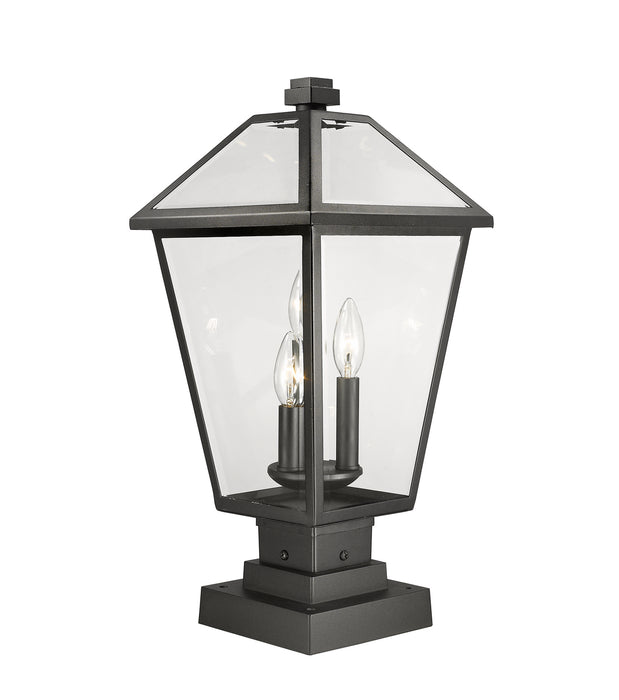 Z-Lite 579PHBS-SQPM-BK Three Light Outdoor Pier Mounted Fixture, Black