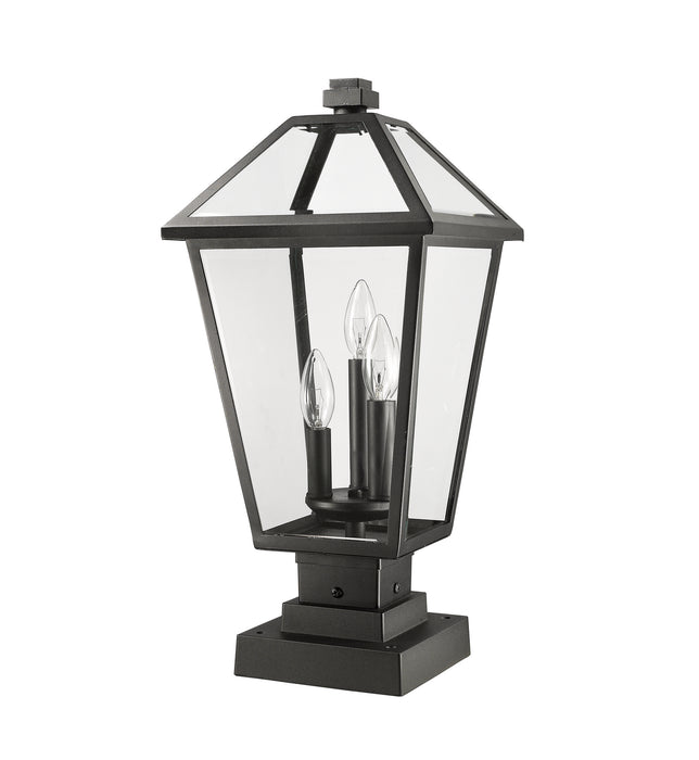 Z-Lite 579PHBS-SQPM-BK Three Light Outdoor Pier Mounted Fixture, Black