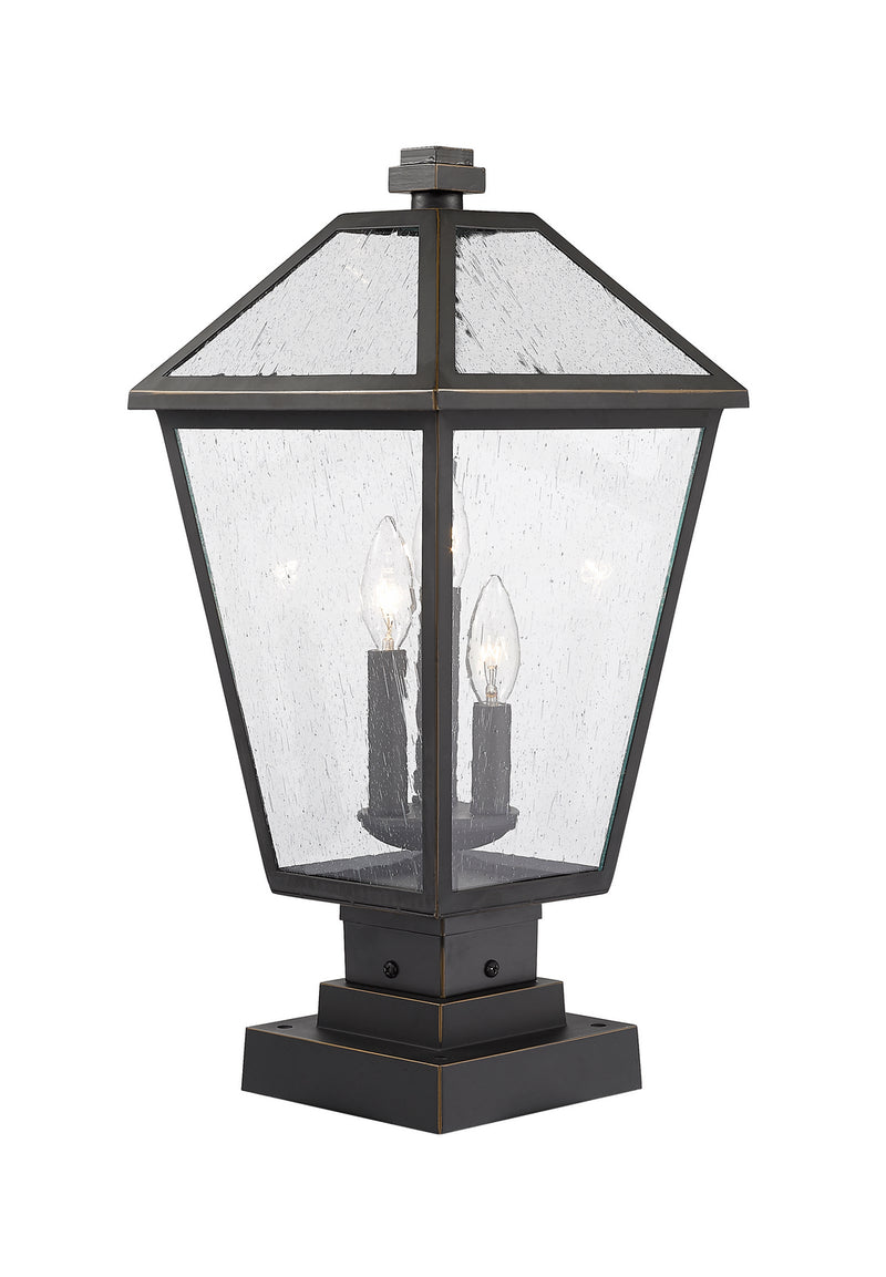 Z-Lite 579PHBS-SQPM-ORB Three Light Outdoor Pier Mounted Fixture, Oil Rubbed Bronze