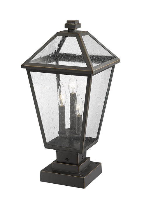 Z-Lite 579PHBS-SQPM-ORB Three Light Outdoor Pier Mounted Fixture, Oil Rubbed Bronze