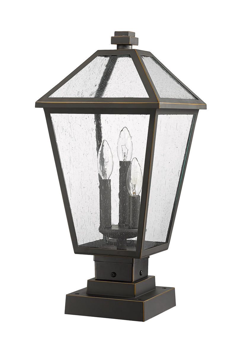 Z-Lite 579PHBS-SQPM-ORB Three Light Outdoor Pier Mounted Fixture, Oil Rubbed Bronze