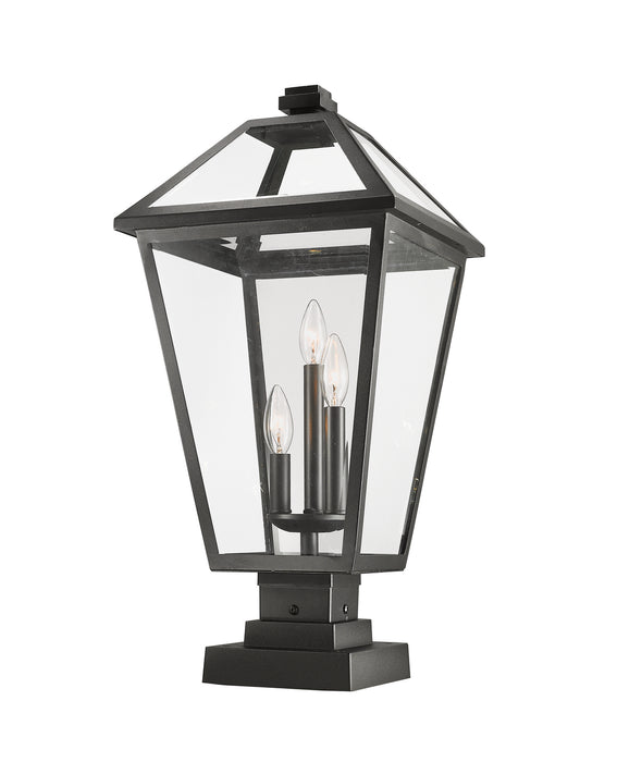 Z-Lite 579PHXLS-SQPM-BK Three Light Outdoor Pier Mounted Fixture, Black