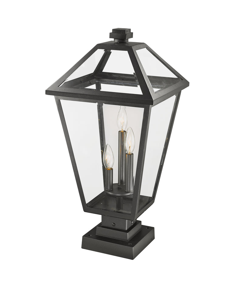 Z-Lite 579PHXLS-SQPM-BK Three Light Outdoor Pier Mounted Fixture, Black