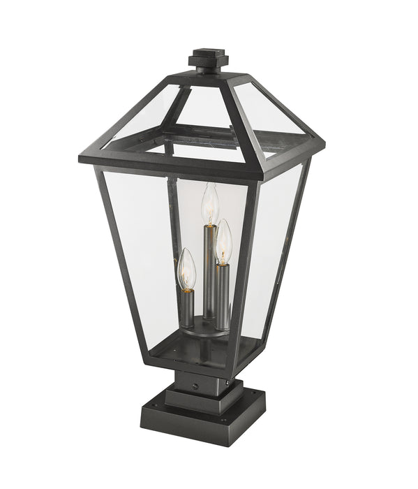 Z-Lite 579PHXLS-SQPM-BK Three Light Outdoor Pier Mounted Fixture, Black