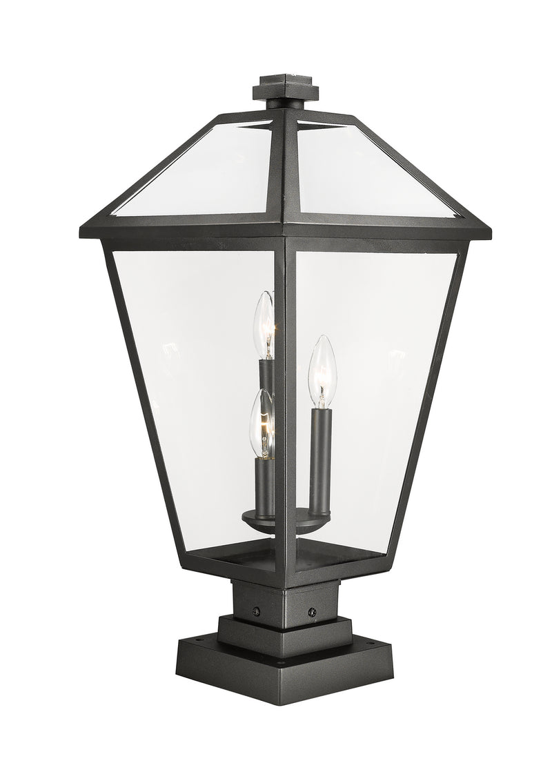 Z-Lite 579PHXLS-SQPM-BK Three Light Outdoor Pier Mounted Fixture, Black