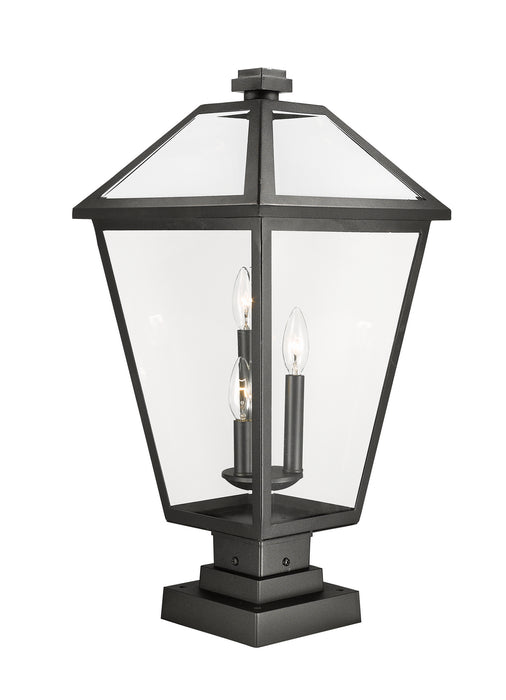 Z-Lite 579PHXLS-SQPM-BK Three Light Outdoor Pier Mounted Fixture, Black