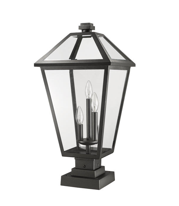 Z-Lite 579PHXLS-SQPM-BK Three Light Outdoor Pier Mounted Fixture, Black