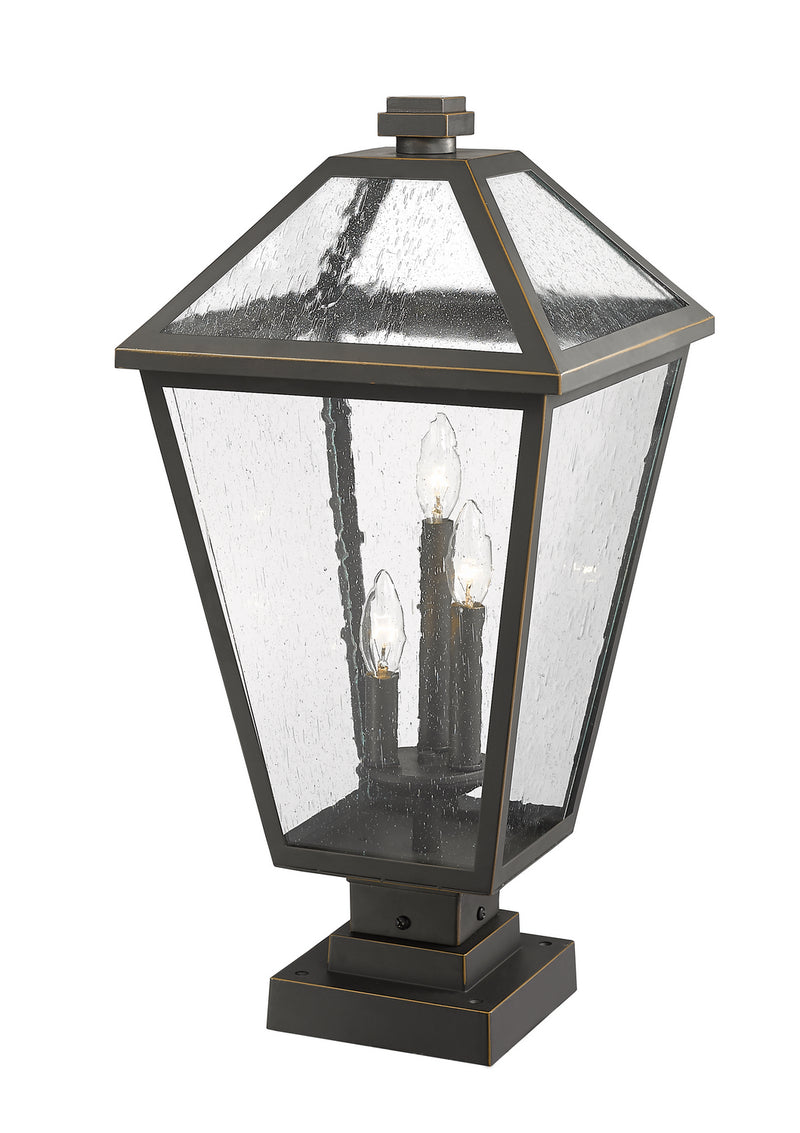 Z-Lite 579PHXLS-SQPM-ORB Three Light Outdoor Pier Mounted Fixture, Oil Rubbed Bronze