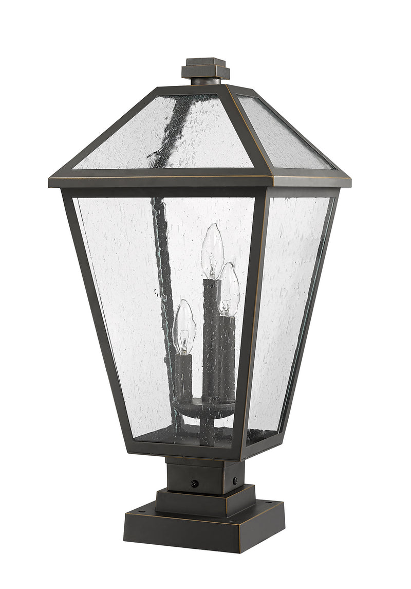 Z-Lite 579PHXLS-SQPM-ORB Three Light Outdoor Pier Mounted Fixture, Oil Rubbed Bronze
