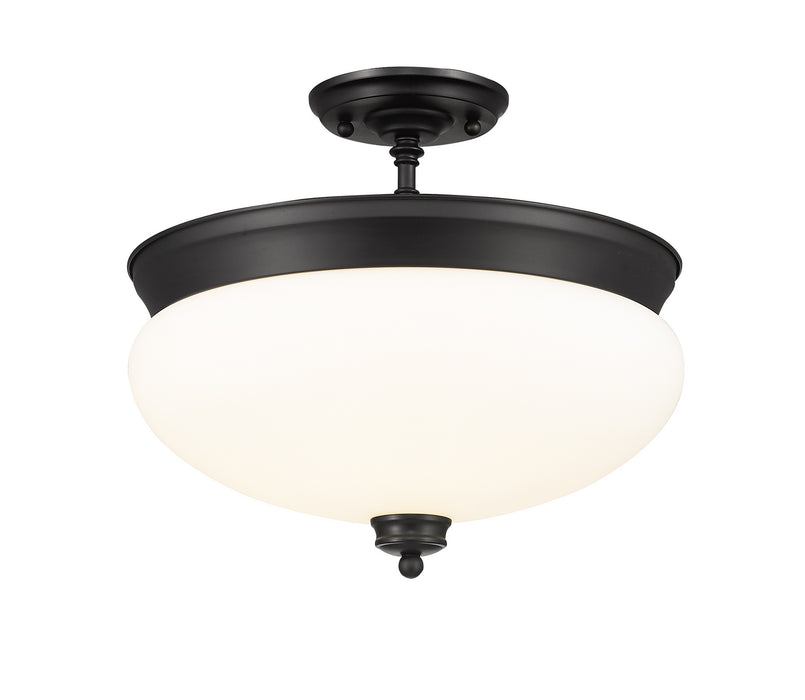 Z-Lite 721SF-MB Three Light Semi Flush Mount, Matte Black