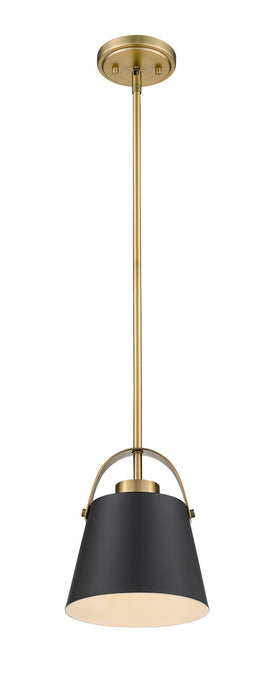 Z-Lite 726MP-MB+HBR One Light Pendant, Matte Black + Heritage Brass