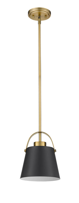 Z-Lite 726MP-MB+HBR One Light Pendant, Matte Black + Heritage Brass