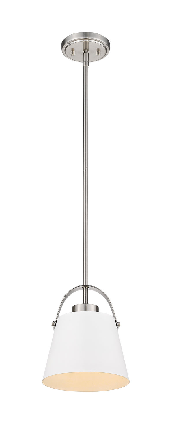 Z-Lite 726MP-MW+BN One Light Pendant, Matte White + Brushed Nickel