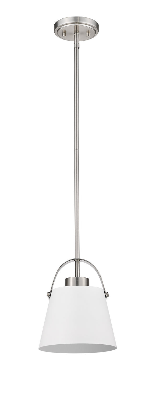 Z-Lite 726MP-MW+BN One Light Pendant, Matte White + Brushed Nickel