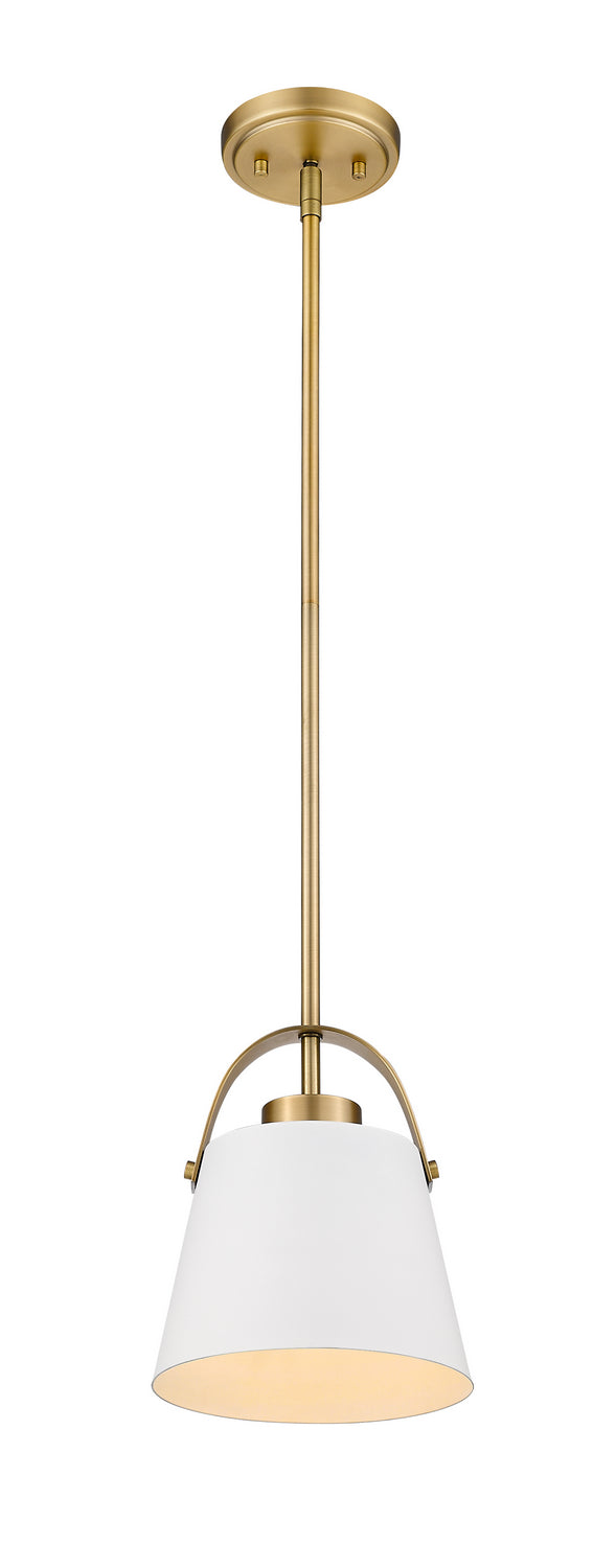 Z-Lite 726MP-MW+HBR One Light Pendant, Matte White + Heritage Brass