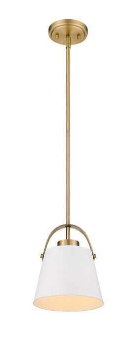 Z-Lite 726MP-MW+HBR One Light Pendant, Matte White + Heritage Brass