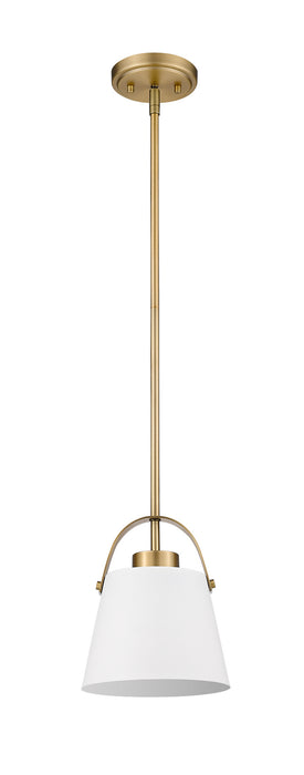 Z-Lite 726MP-MW+HBR One Light Pendant, Matte White + Heritage Brass