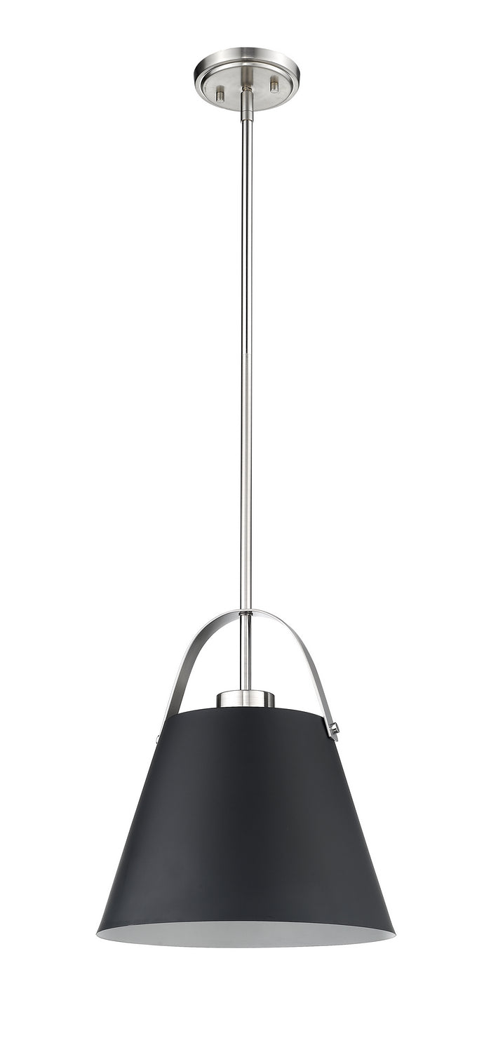 Z-Lite 726P-MB+BN One Light Pendant, Matte Black + Brushed Nickel