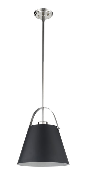 Z-Lite 726P-MB+BN One Light Pendant, Matte Black + Brushed Nickel