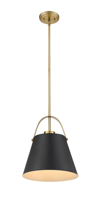Z-Lite 726P-MB+HBR One Light Pendant, Matte Black + Heritage Brass