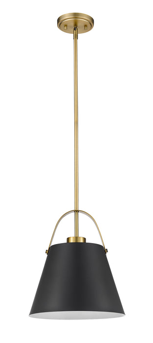 Z-Lite 726P-MB+HBR One Light Pendant, Matte Black + Heritage Brass