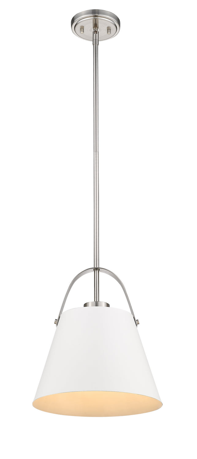 Z-Lite 726P-MW+BN One Light Pendant, Matte White + Brushed Nickel