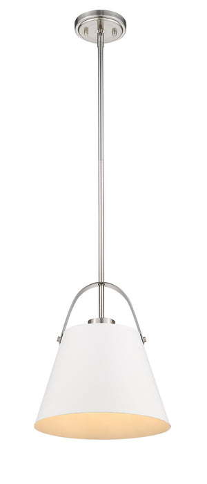 Z-Lite 726P-MW+BN One Light Pendant, Matte White + Brushed Nickel