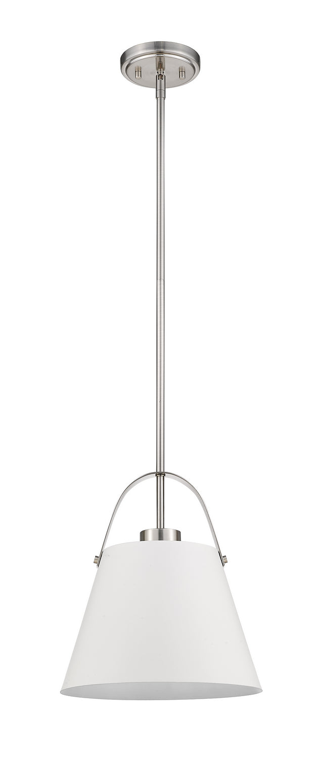 Z-Lite 726P-MW+BN One Light Pendant, Matte White + Brushed Nickel