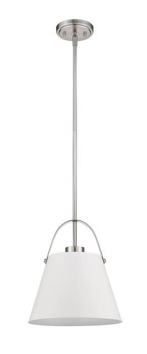 Z-Lite 726P-MW+BN One Light Pendant, Matte White + Brushed Nickel