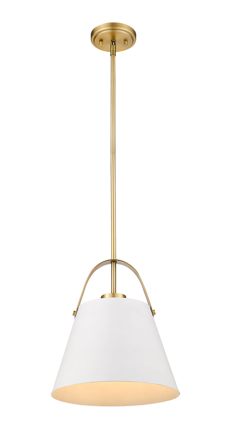 Z-Lite 726P-MW+HBR One Light Pendant, Matte White + Heritage Brass